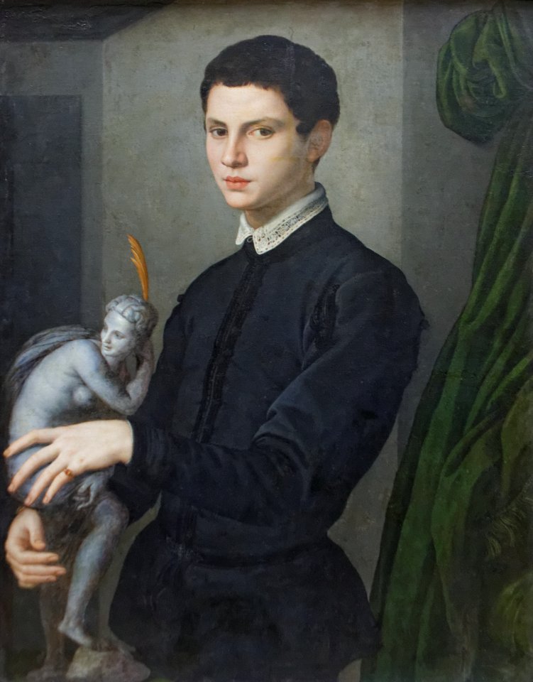 Bronzino - Portrait d'homme tenant une statuette 02