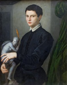 Bronzino - Portrait d'homme tenant une statuette 02