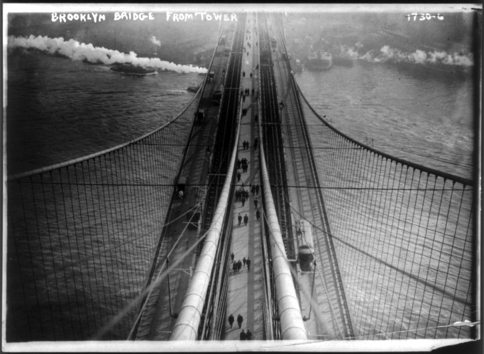 Brooklyn Bridge from tower, New York City LCCN2004680153