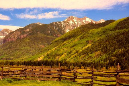 Wooden fence valley nature photo