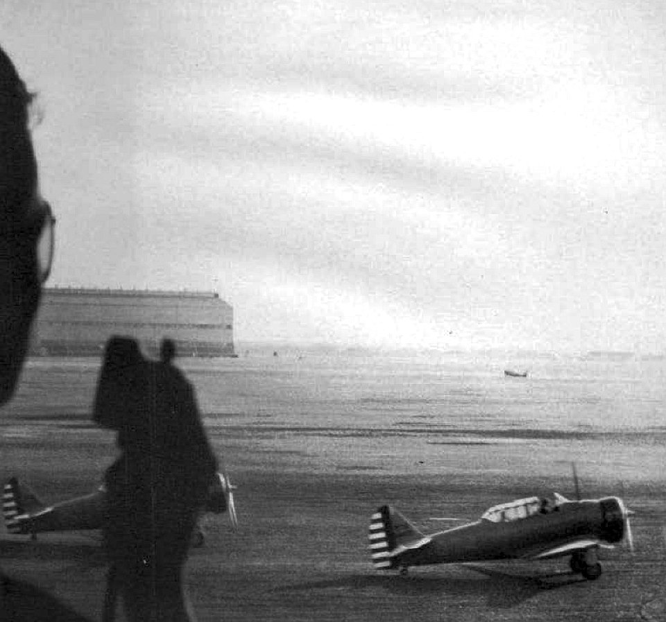 Brooks Field - North American BT-14s taking off from Control Tower