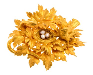 Brosch av guld med pärlor, 1866 - Hallwylska museet - 110313