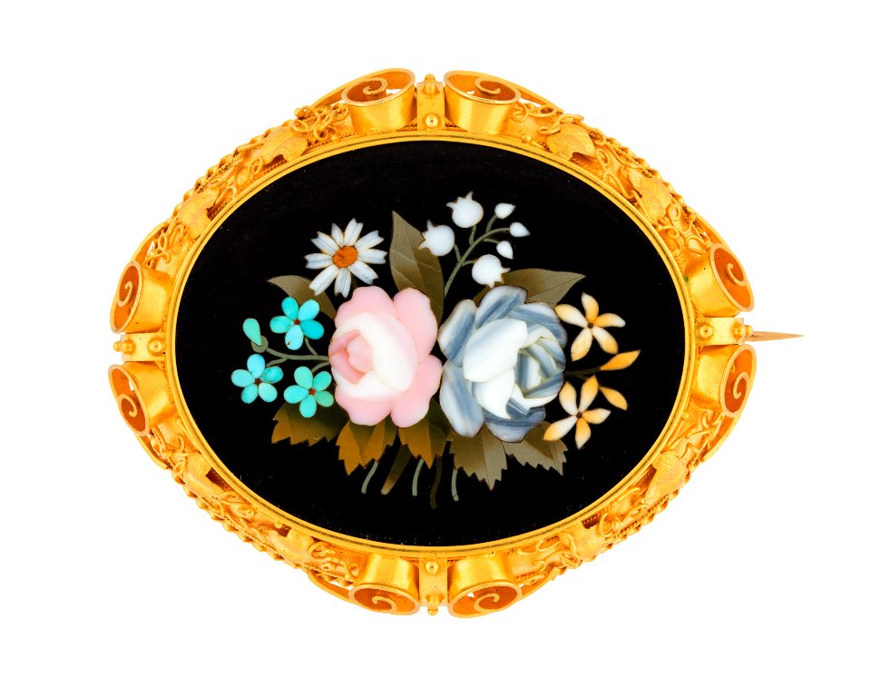 Brosch med florentinsk mosaik, 1800-tal - Hallwylska museet - 109723