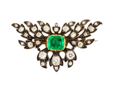 Brosch med briljanter och smaragd, 1830 - Hallwylska museet - 109696
