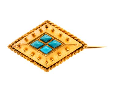 Brosch av guld med turkoser - Hallwylska museet - 110039