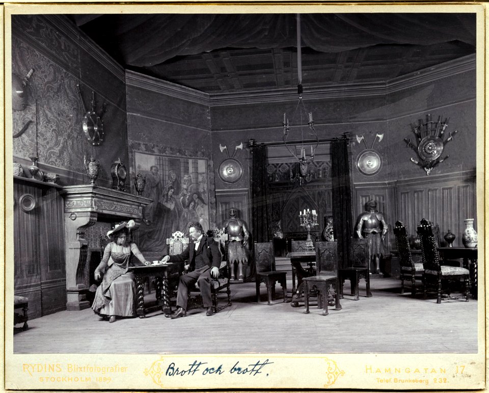 Brott och brott, Dramatiska teatern 1900. Föreställningsbild - SMV - H12 005
