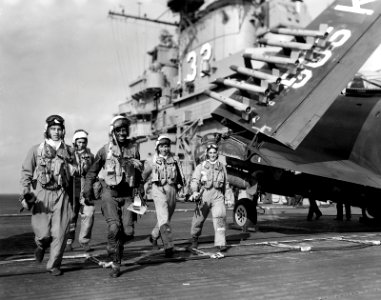 Brown Hudner Cevoli USS Leyte November 1950