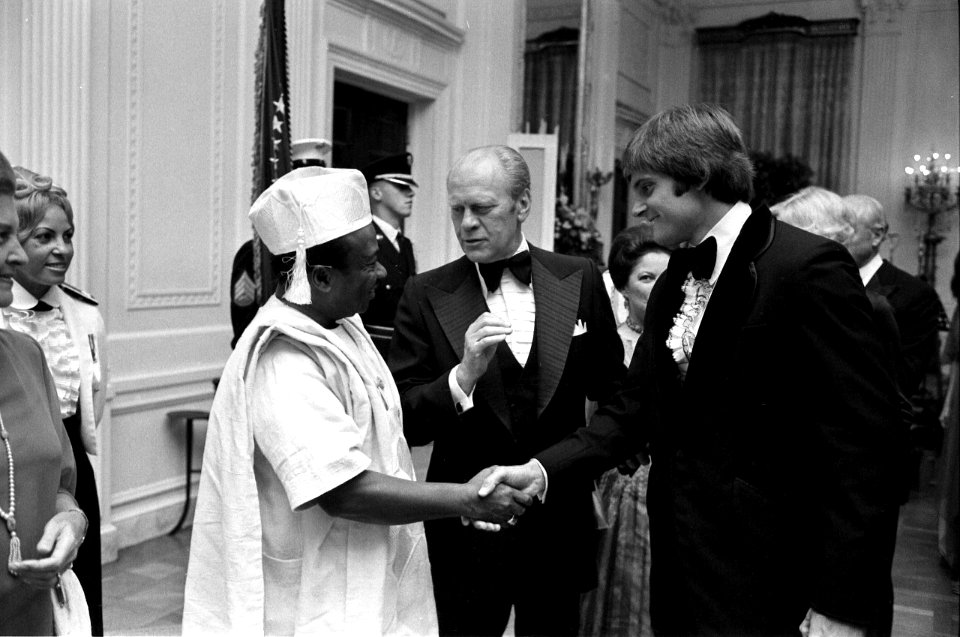 Bruce Jenner greets Gerald Ford and William Tolbert in 1976