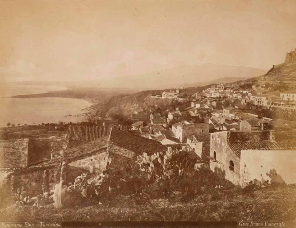 Bruno, Giuseppe (1836-1904) - Panorama Etna - Taormina - ebay cm 23 x 19