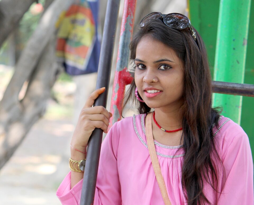 Girl girl in pink dress happy girl