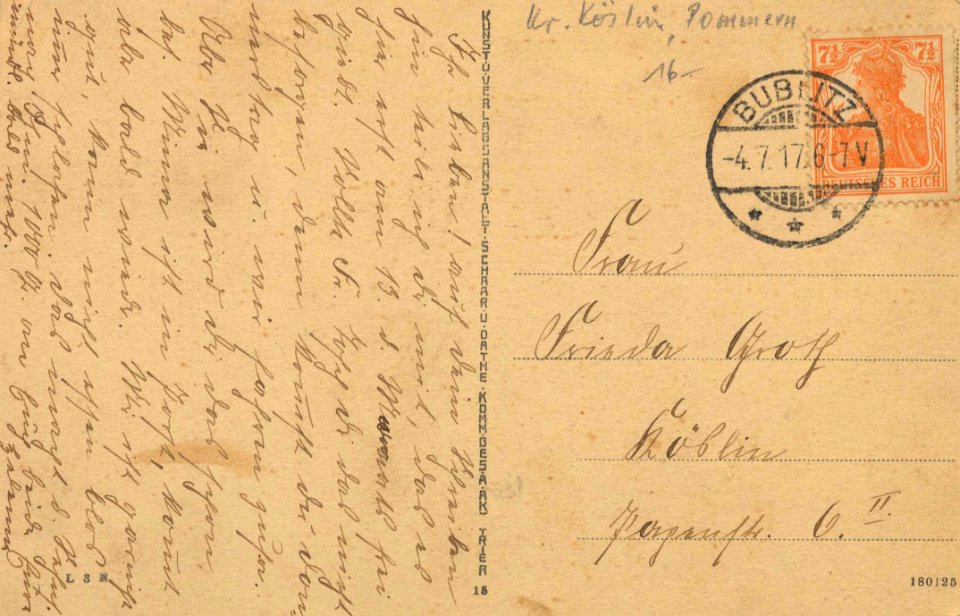 Bublitz, Pommern - Partie an der Mühle (back) (Zeno Ansichtskarten)