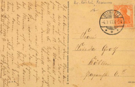 Bublitz, Pommern - Partie an der Mühle (back) (Zeno Ansichtskarten)