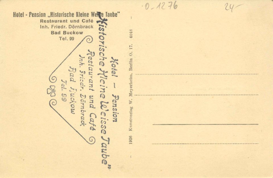 Buckow (Märk. Schweiz), Brandenburg - Badestrand; Hotel; Diele (back) (Zeno Ansichtskarten)