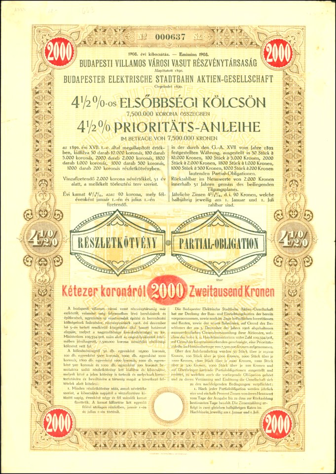 Budapester Elektrische Stadtbahn AG 1908