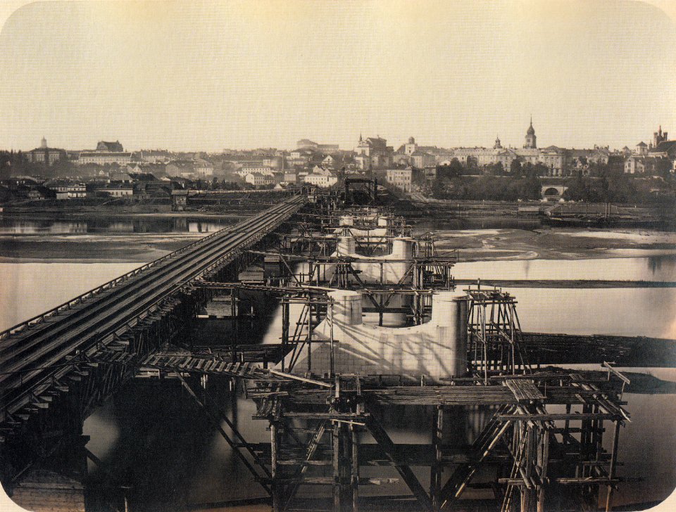 Budowa mostu Kierbedzia w Warszawie 1863f
