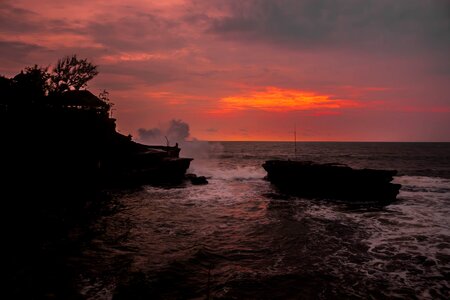 View tanah lot beach bali towards the evening