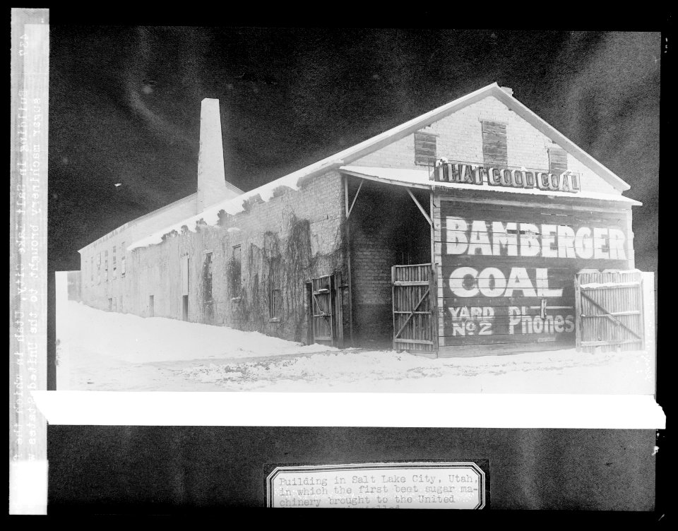 Building in Salt Lake City, Utah in which the first beet sugar machinery brought to the United States was installed LCCN2016824495