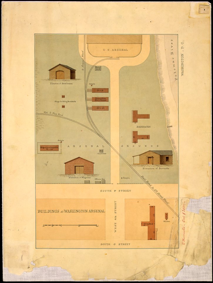 Buildings at Washington Arsenal (now Fort Leslie J. McNair), Washington, D.C. (Ground plan and views.) - NARA - 305819