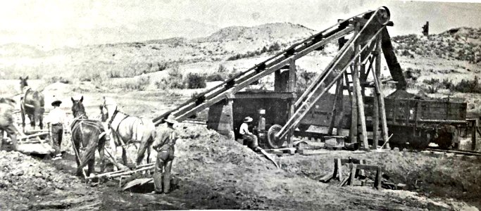 Bullionville horse driven slip-scrapers b 1880