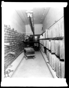 Bureau Eng. & Ptg. Interior of plate vault, roll case on left. Engraved plates on right, (1914) LCCN2016852710