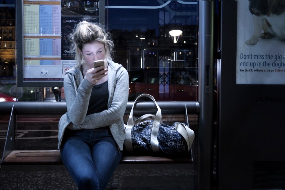 Female texting mobile