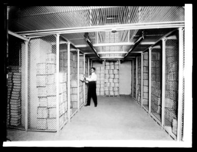 Bureau Printing & Eng.- Section of postage stamp vault- 1,500,000,000 stamps stored here, (1914) LCCN2016852679