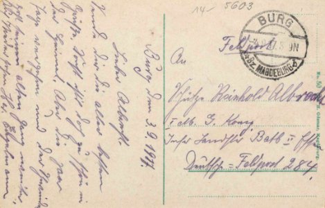 Burg (b. Magdeburg), Sachsen-Anhalt - Stadtansicht mit Burg (back) (Zeno Ansichtskarten)