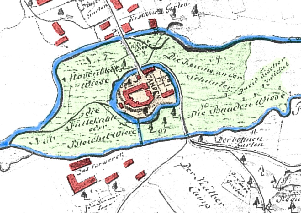 Burg Campen 1740 Lagekarte