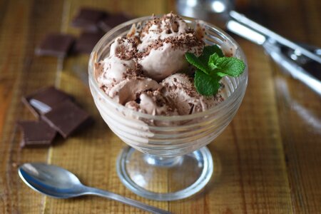 Chocolate ice cream homemade ice cream ice cream with chocolate photo