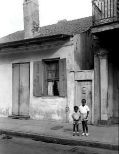 Burgundy Street La Rionada Cottage New Orleans 1938 with Two Children