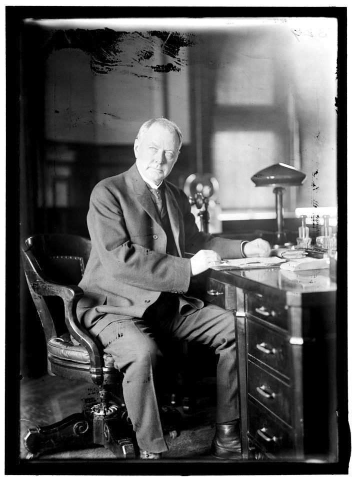 BURLESON, ALBERT SIDNEY. REP. FROM TEXAS, 1899-1913; POSTMASTER GENERAL, 1913-1921. AT DESK, POST OFFICE DEPARTMENT LCCN2016864401