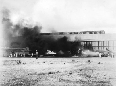 Burning PBYs at NAS Kaneohe Bay 1941