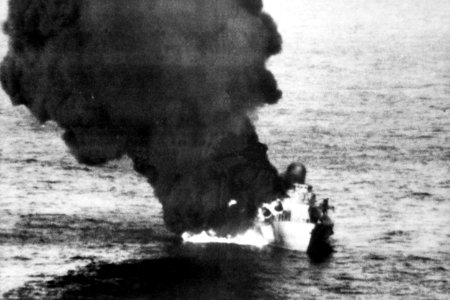 Burning Libyan Corvette