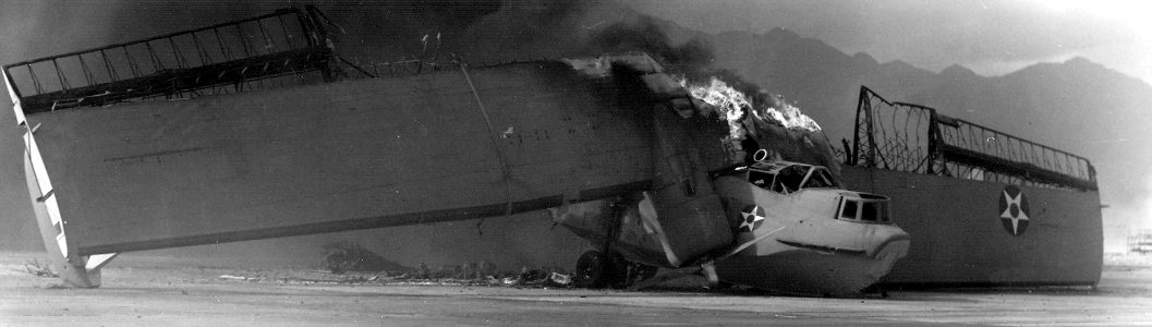 Burning PBY at NAS Kaneohe Bay 1941