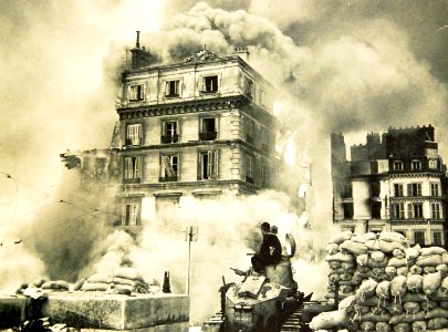 Burning Rouen, France by Germans, WWII photograph by Wehlau (33649790870)