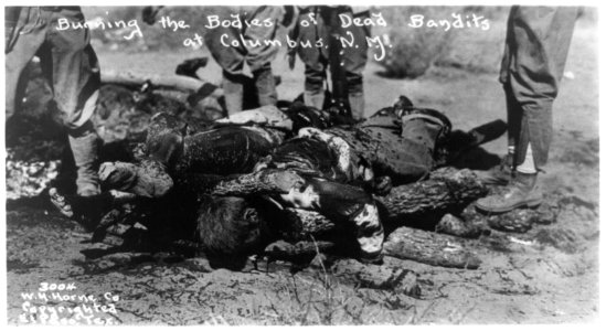 Burning the bodies of dead bandits at Columbus, N.M. LCCN96503332