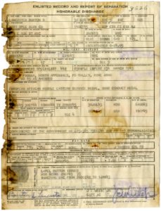 Burton Stephen Lancaster (1913-1994) discharge certificate (WD AGO)