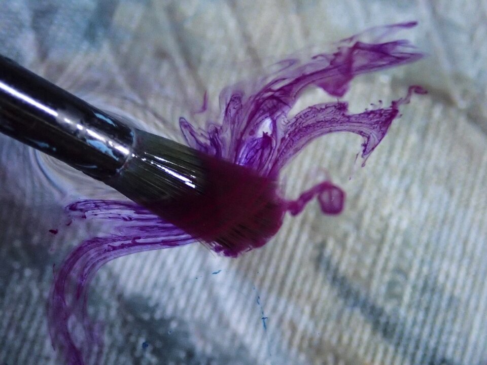 Water paints stains violet