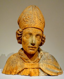 Bust of a bishop saint, German, c. 1500, wood - Princeton University Art Museum - DSC06874 photo