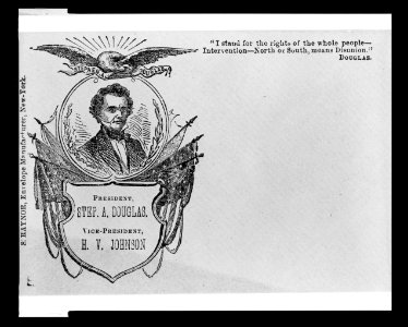 Bust of Stephen Douglas over Northern Democratic Party's presidential campaign shield LCCN2002723198