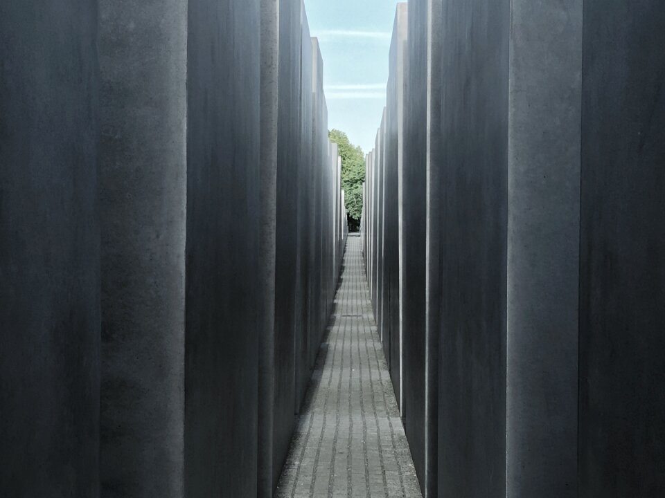 Street path blue wall