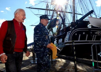 Buzz Aldrin tours USS Constitution 131018-N-SU274-012