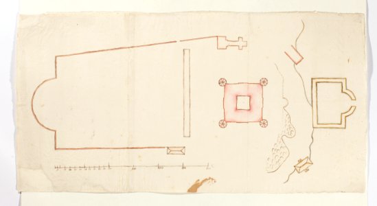 Byggnadsritning, plan över slottet och omgivningen, Skoklosters slott (efter 1680) - Skoklosters slott - 98141