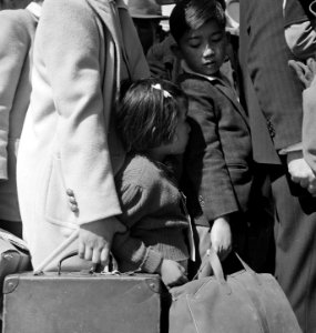Byron, California. Third generation of American children of Japanese ancestry in crowd awaiting the . . . - NARA - 537467