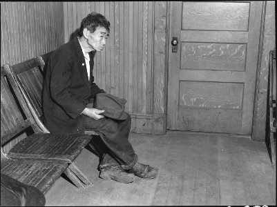 Byron, California. Toshi Mizoguchi waiting at the Wartime Civil Control Administration station to r . . . - NARA - 537693