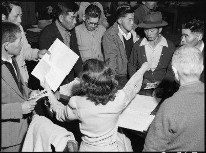 Byron, California. These field laborers of Japanese ancestry at Wartime Civil Control Administratio . . . - NARA - 537698