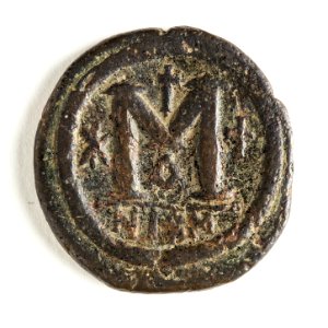 Bysantinskt bronsmynt, Justinianus - Skoklosters slott - 110672