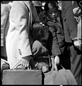 Byron, California. Third generation of American children of Japanese ancestry in crowd awaiting the . . . - NARA - 537467