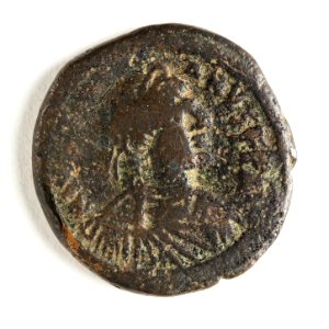 Bysantinskt bronsmynt, Justinianus - Skoklosters slott - 110671