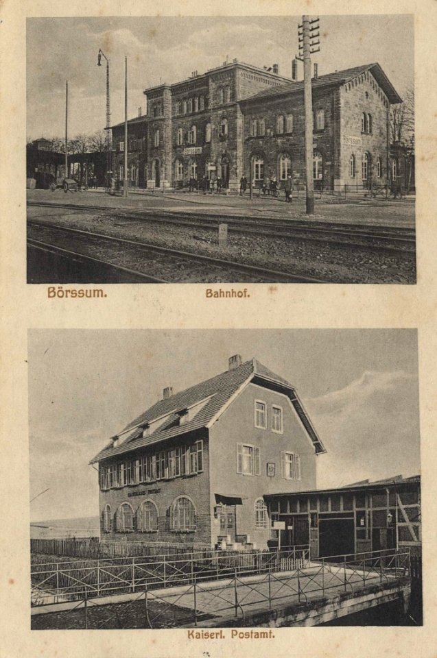 Börßum, Niedersachsen - Bahnhof; Kaiserliches Postamt (Zeno Ansichtskarten)